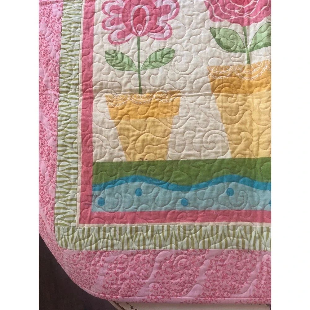 Handmade Baby Crib/Wall Hanging “Chance of Flowers” Quilt